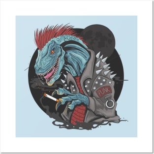 dinosaur punk raptor Posters and Art